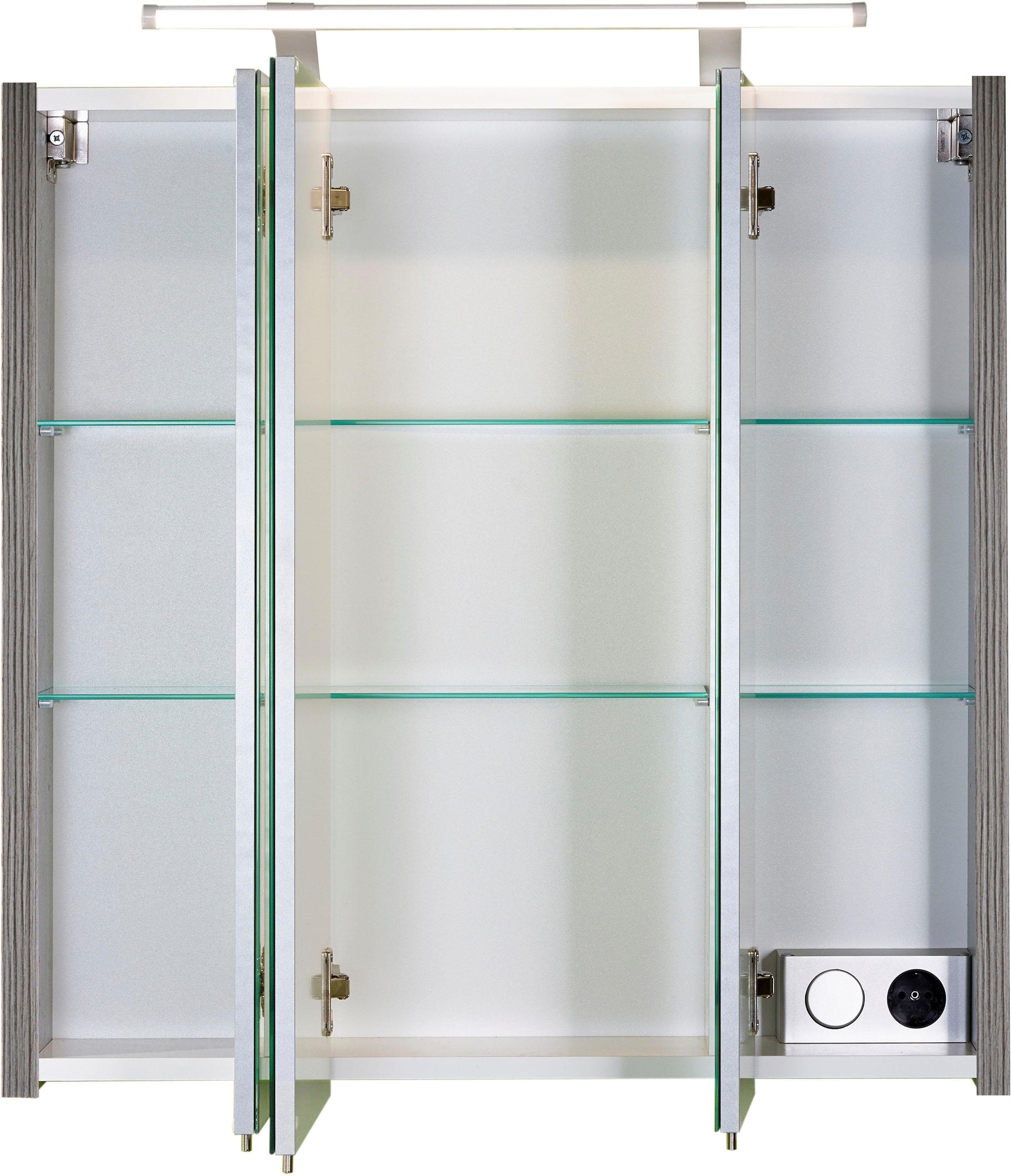 Schildmeyer Spiegelschrank Dorina Breite 70 cm, 3-türig, LED-Beleuchtung, Schalter-/Steckdosenbox