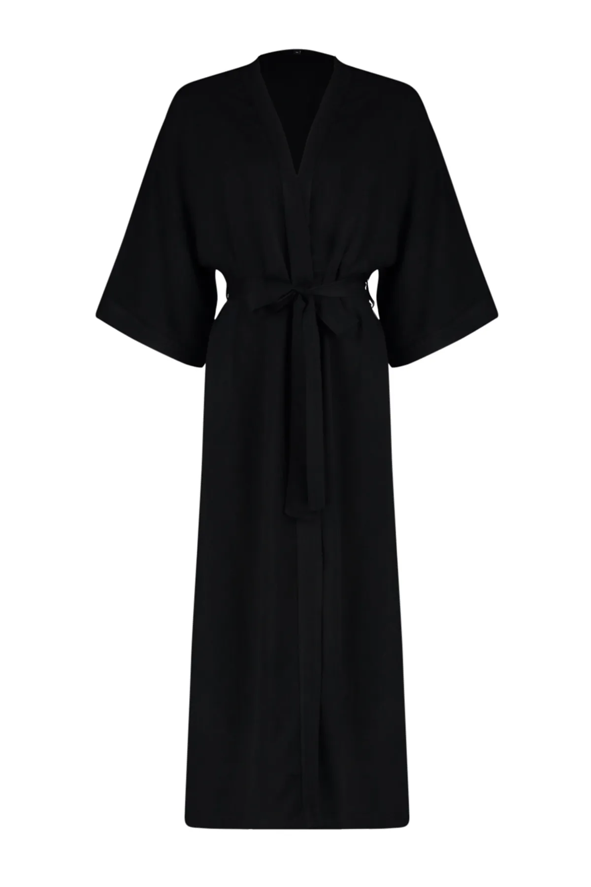 Trendyol Collection  Geometrisch gemusterter, gewebter Maxi-Kimono und Kaftan mit Gürtel TBESS23KM00025
