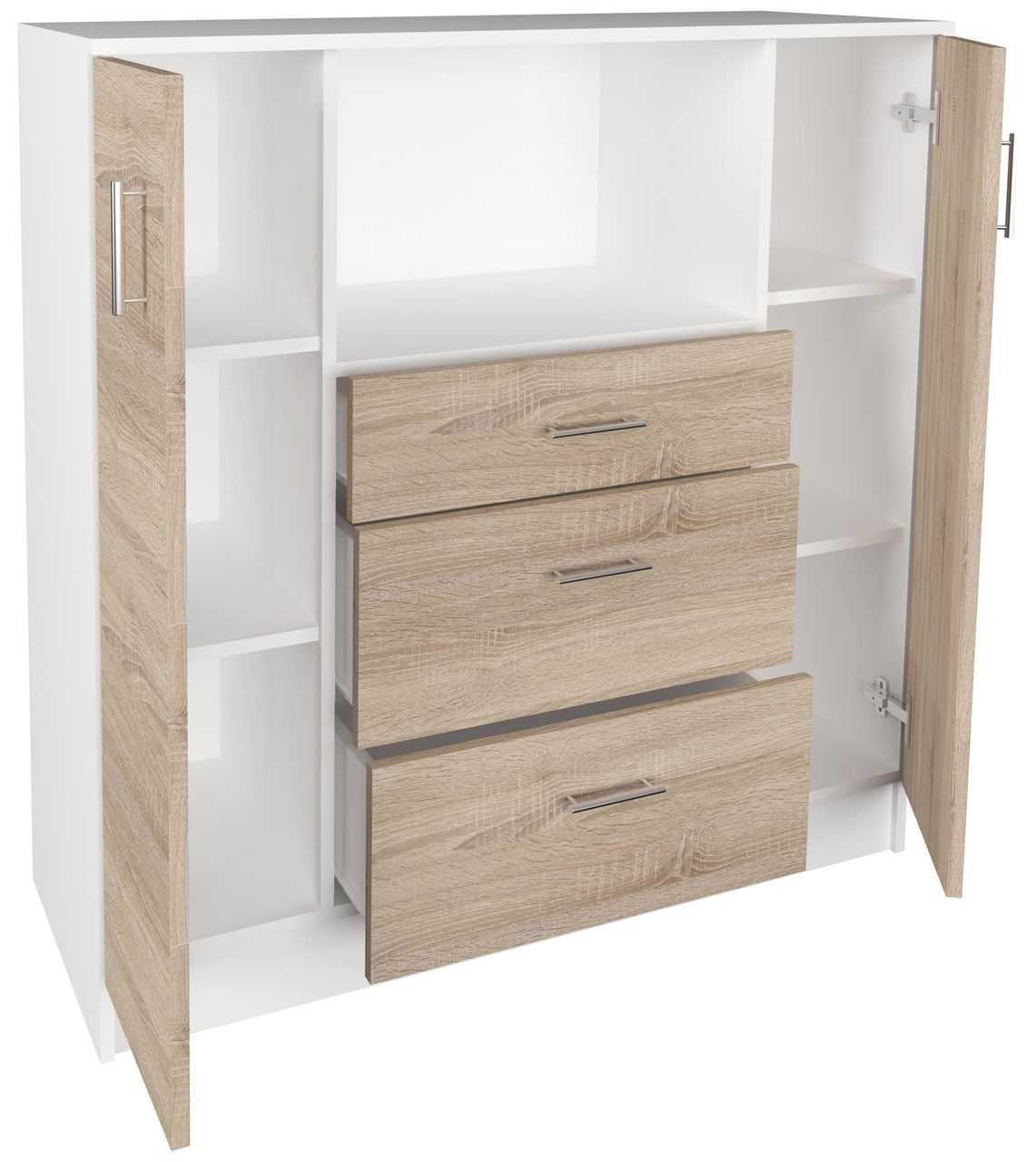 VCM Küchenschrank Schublade Unterschrank Küche Küchenmöbel Mikrowelle Esilo Weiß/Sonoma-Eiche