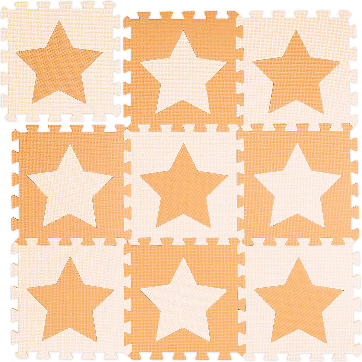 9 x Puzzlematte Sterne orange-beige