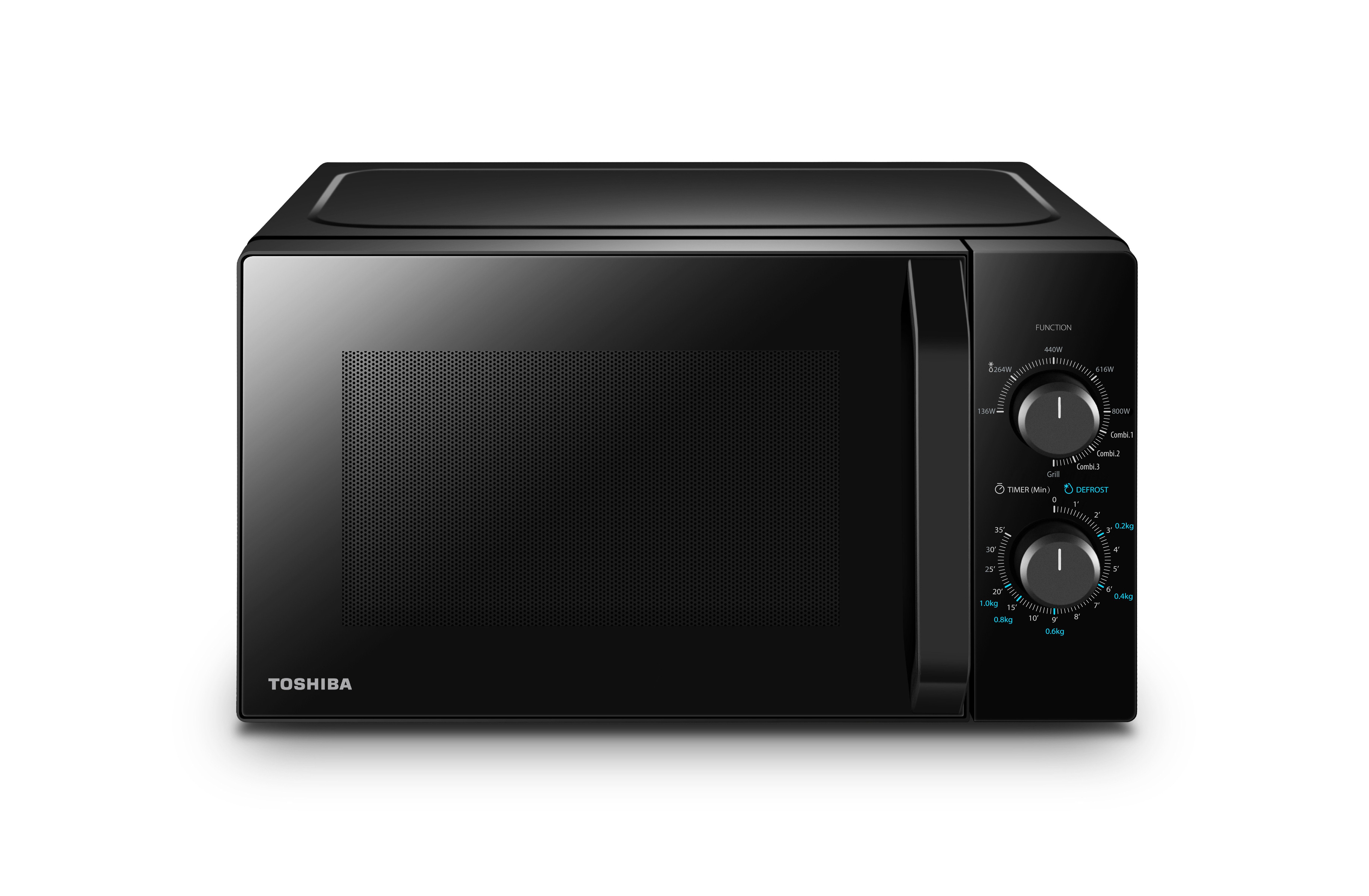 Toshiba Mikrowelle MW2-MG20PF(BK)/GE, Grill&Kombigarfunktion, 20,00 l, 5 Leistungsstufen, 1000 W Grillleistung, Schwarz