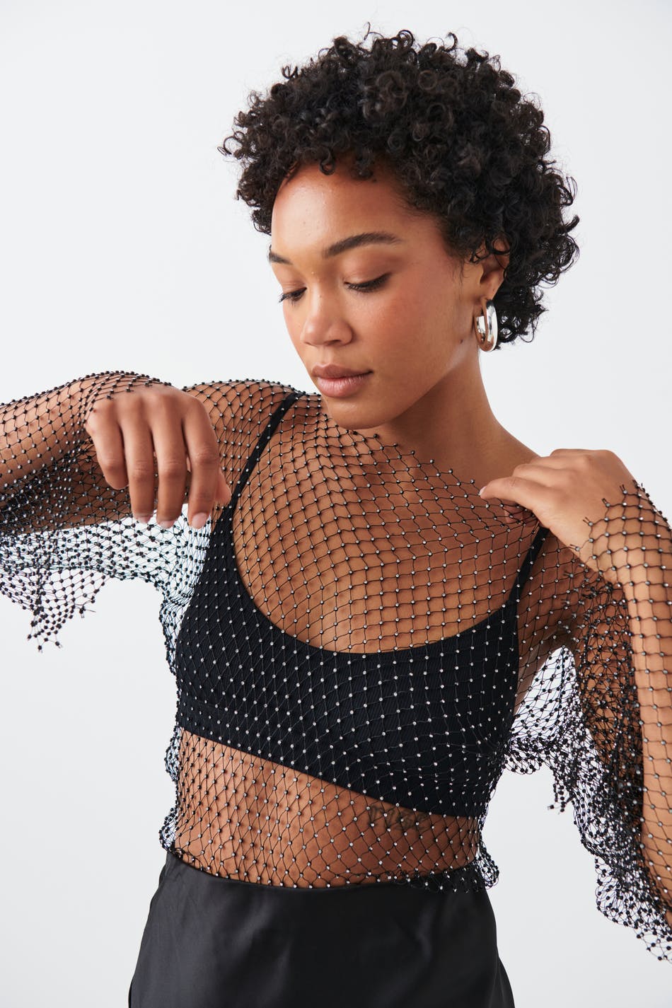 Fishnet rhinestone top