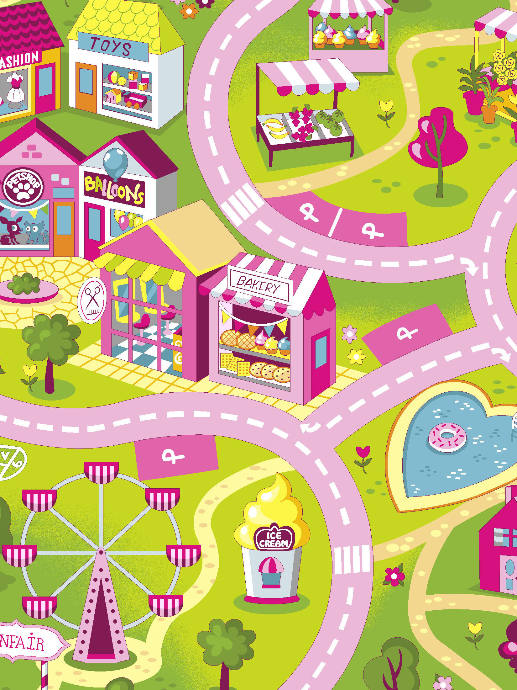 Candy Town Kinderzimmer-Teppichboden, Multicolor 26