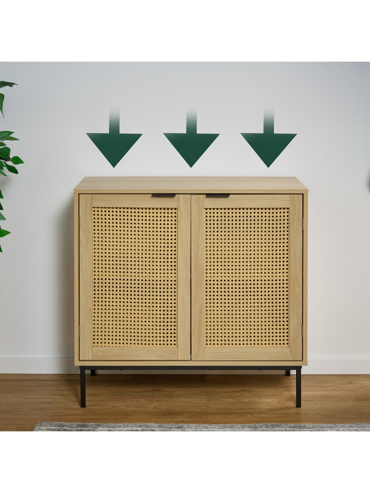 relaxdays Sideboard in Natur/ Schwarz - (B)80 x (H)76 x (T)35 cm günstig kaufen onesize
