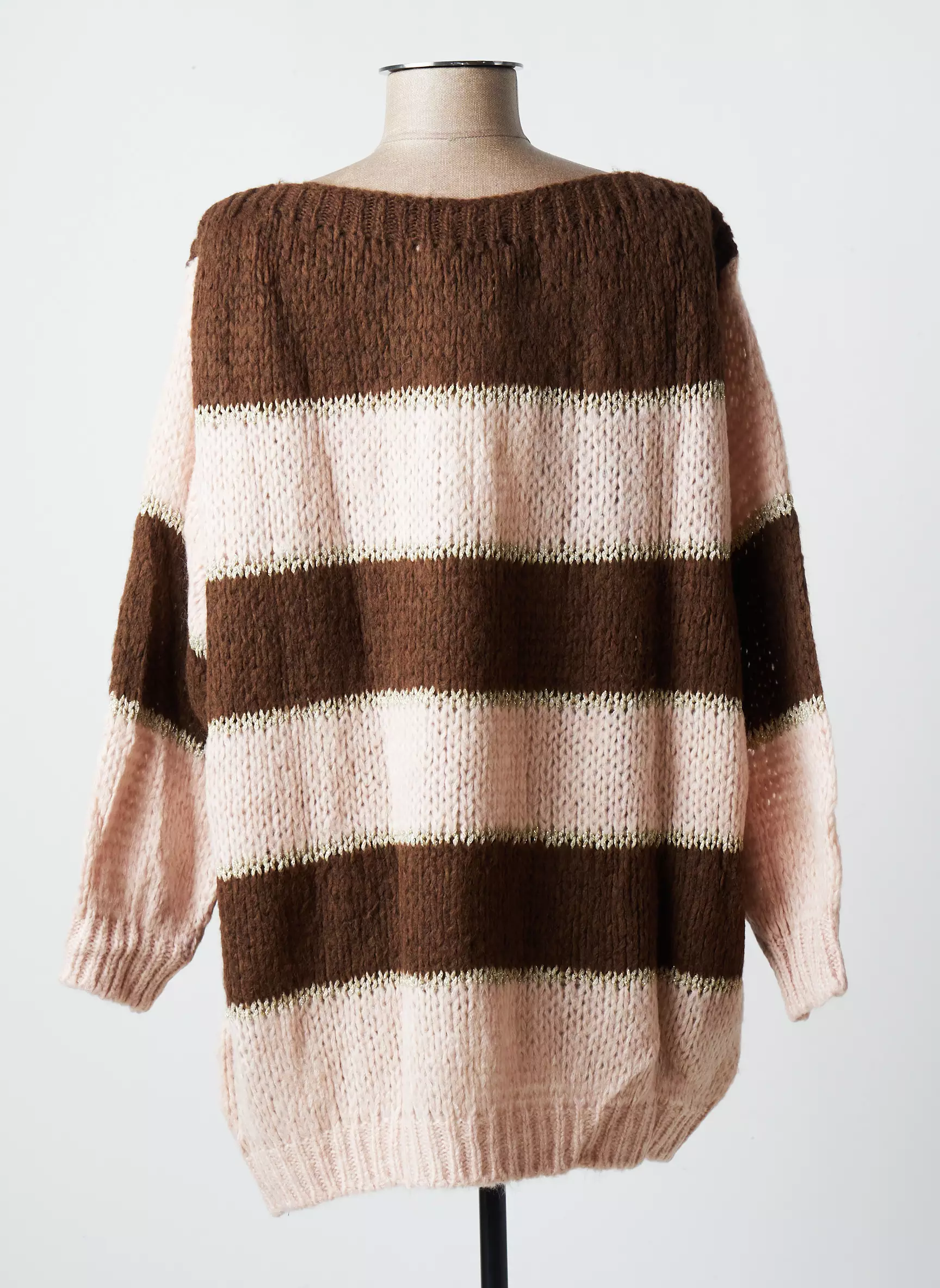 Blanc Boheme Pull Tuniques Femme couleur marron
