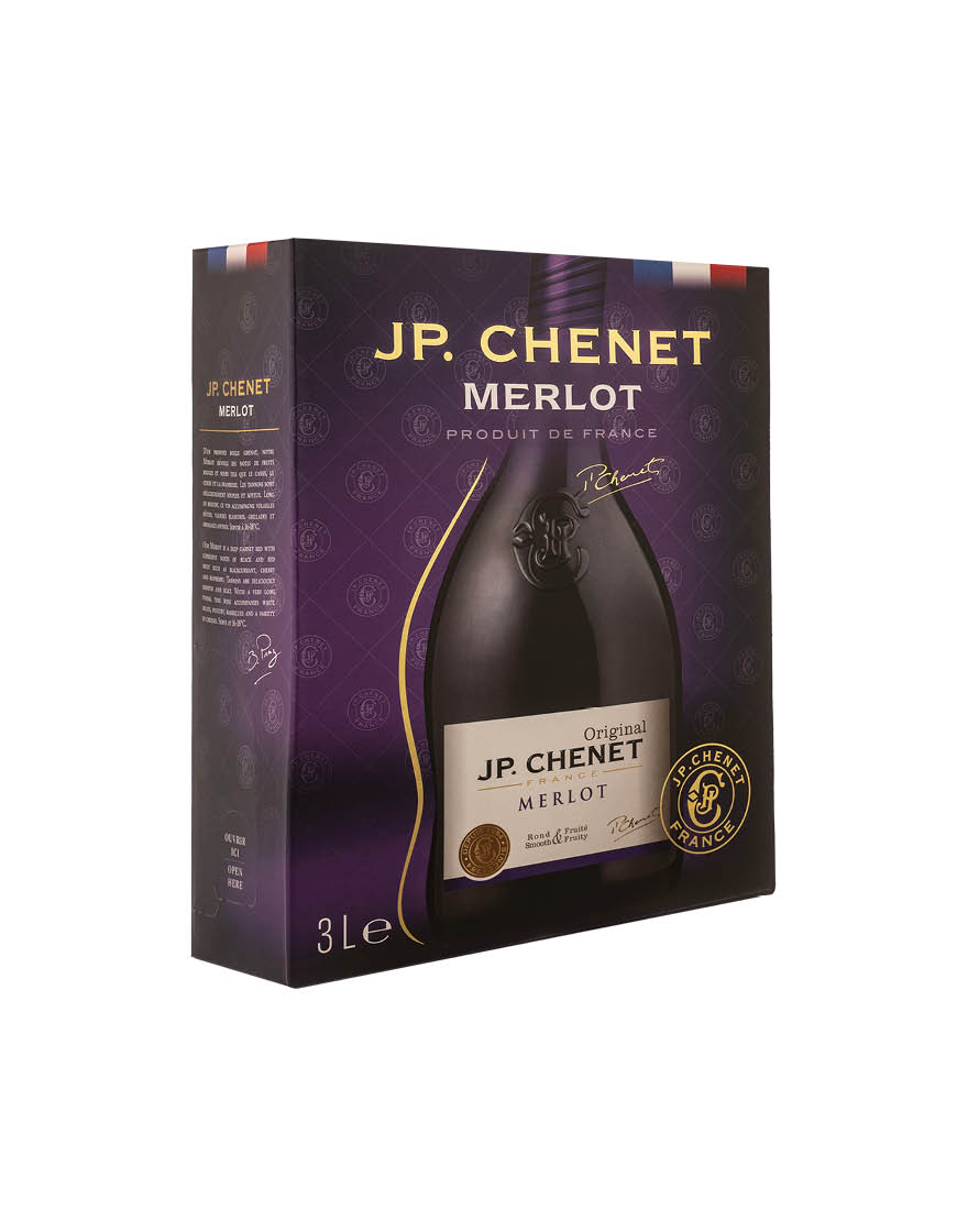 Pays d'Oc IGP Merlot 2021 J.P. Chenet 3 ℓ, Bag in Box