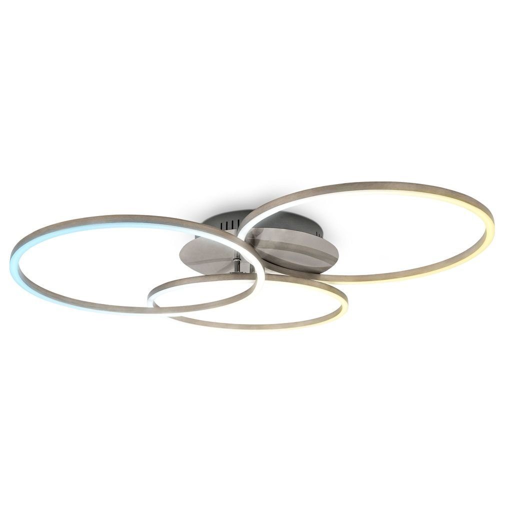 B.K.Licht Deckenleuchte LED-FRAME Deckenlampe dimmbar ultra-flach Metall Matt-Nickel BKL1527, Dimmfunktion, LED fest integriert, Farbwechsler, Kaltweiß, Neutralweiß, Warmweiß, CCT 3000-6500K warmweiß-kaltweiß 40W 4400lm Fernbedienung Timer Memory