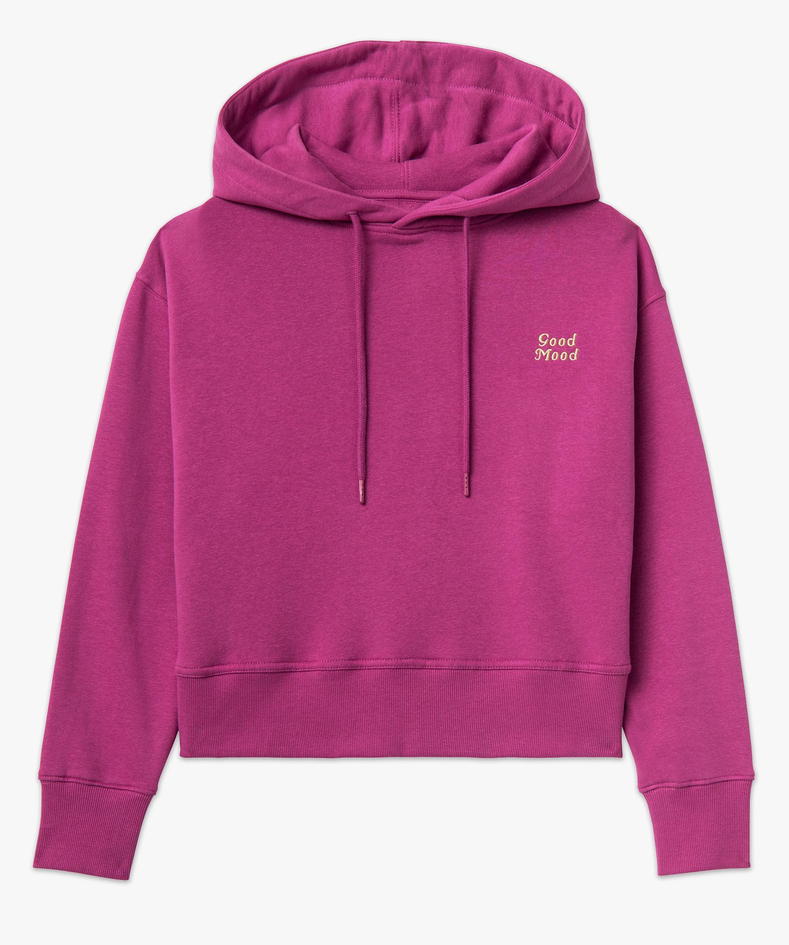 Sweat court à capuche avec message brodé femme violet | GEMO