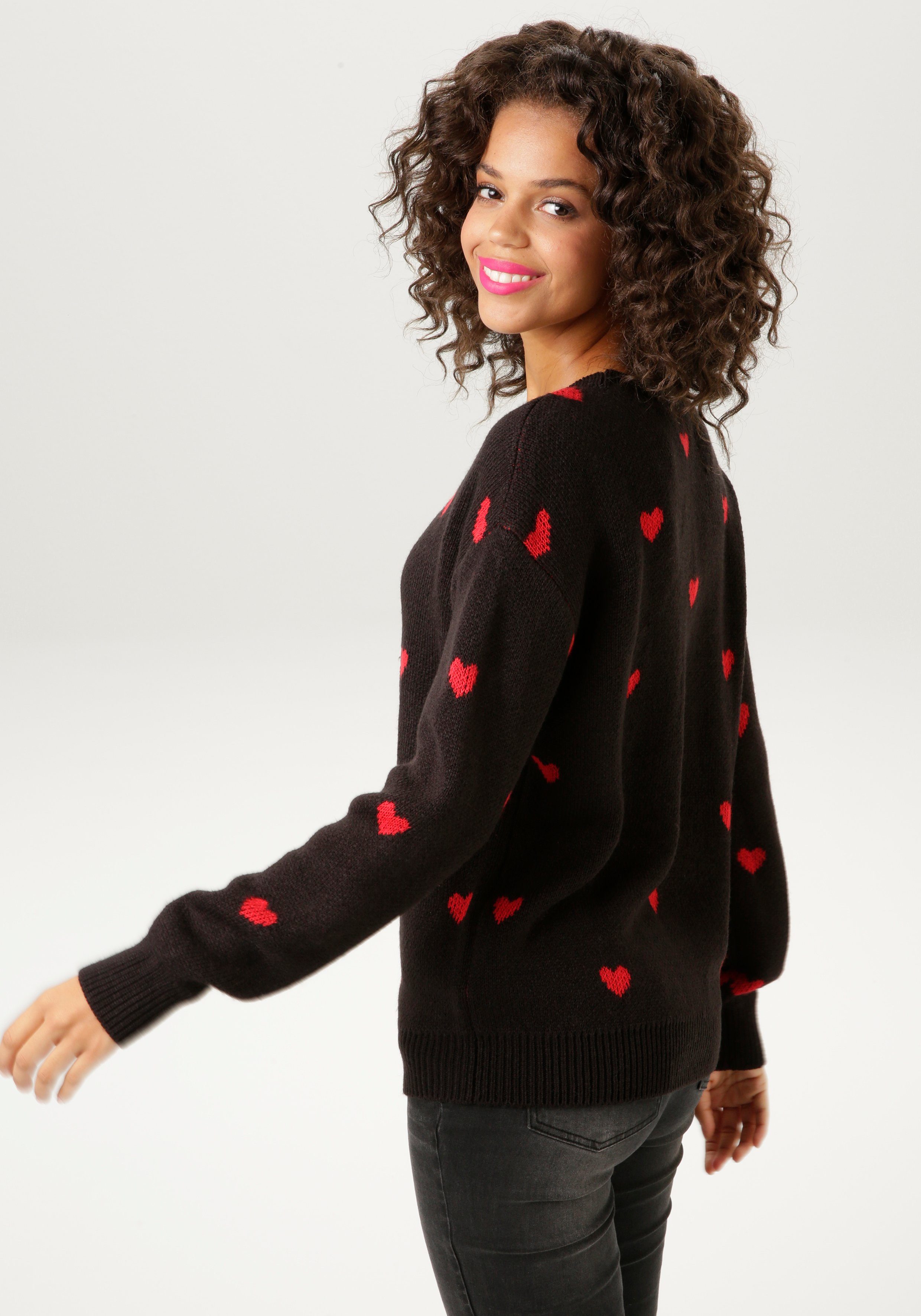 Aniston CASUAL Strickpullover mit eingestrickten Herzchen - NEUE KOLLEKTION
