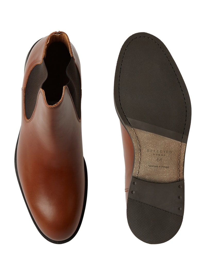 Chelsea Boots aus Glattleder in mittelbraun