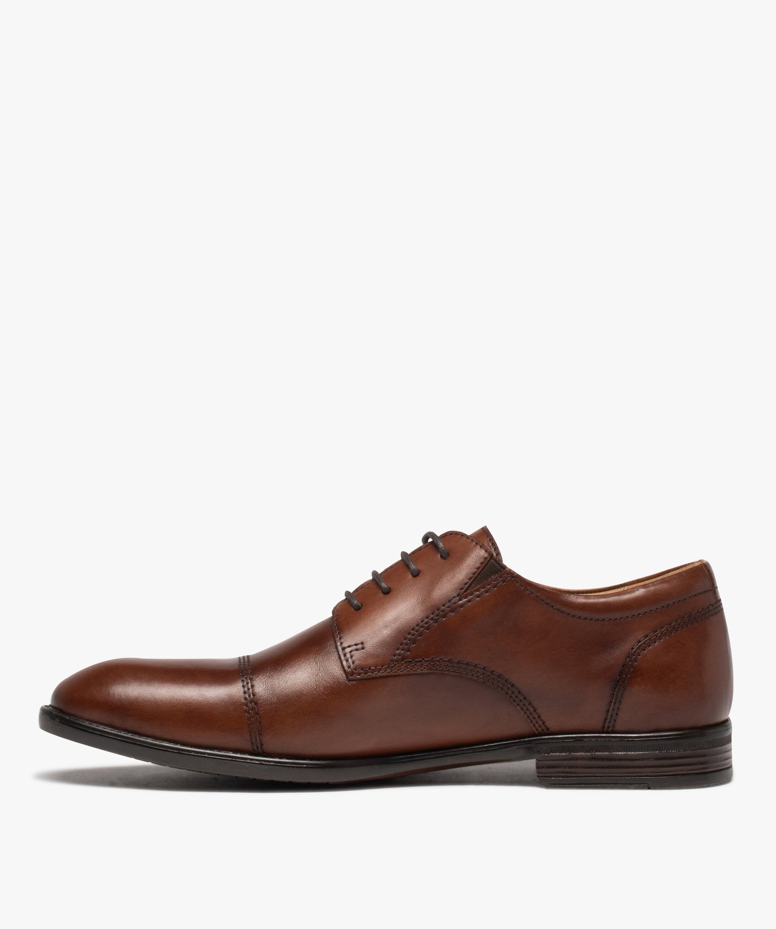 Derbies homme unis en cuir avec élastique d'aisance et à l... marron | GEMO