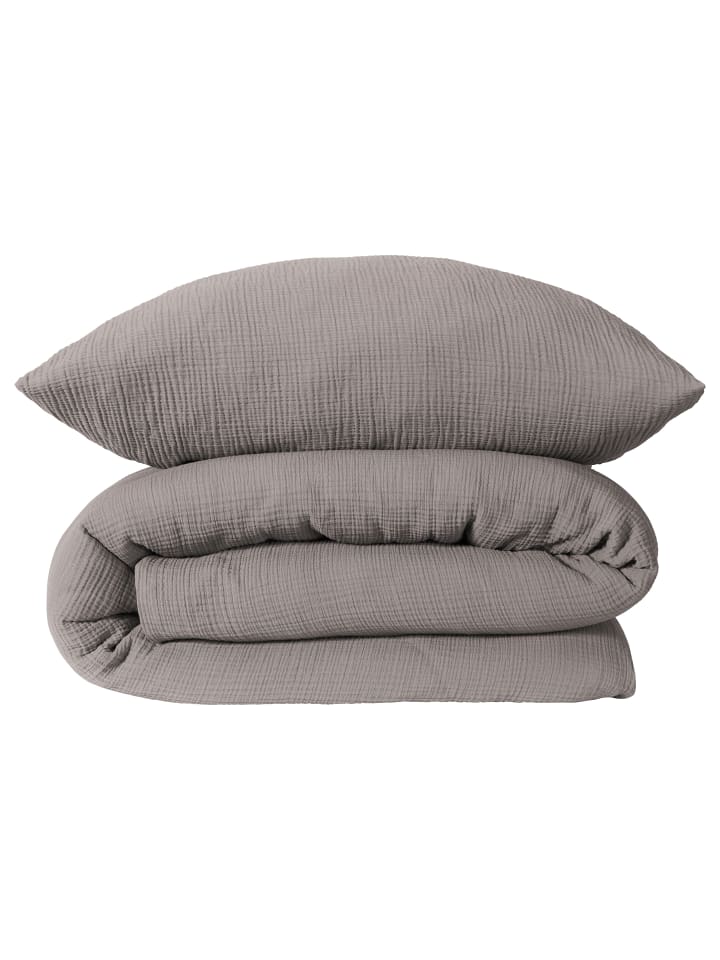 Schiesser Musselin-Bettwäscheset Molly in Grau günstig kaufen 135 x 200 cm