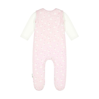 Set Strampler + T-Shirt langarm, rosa für Mädchen