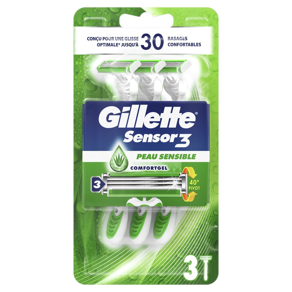 gillette Gillette Sensor3 Rasoir Jetable Pour Peau Sensible x3 Rasoirs Jetables