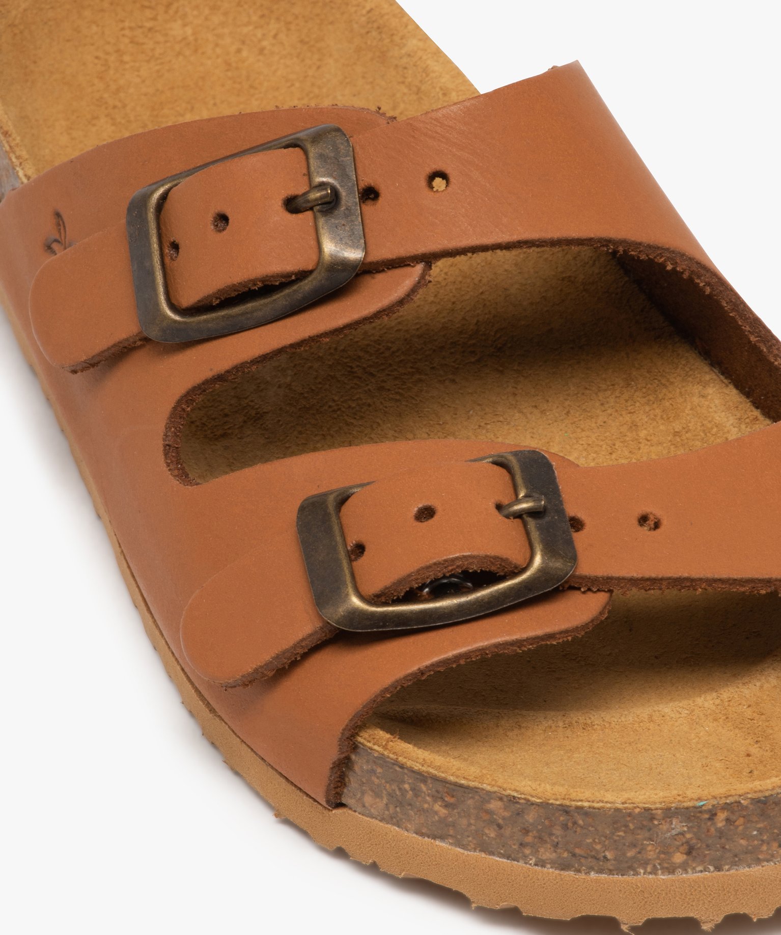 Mules Garçon en cuir à double bride ajustable camel | GEMO