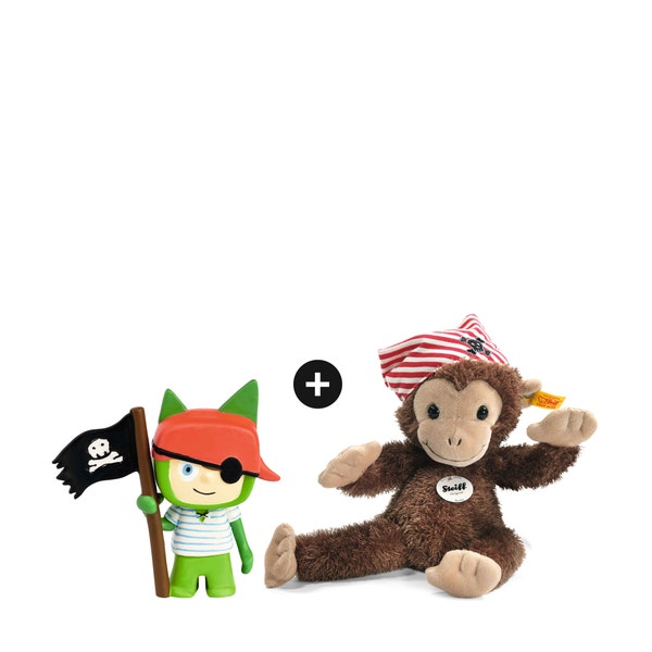 Set - Happy Friend Scotty Affe und Kreativ-Tonie Pirat, 28 cm, mehrfarbig
