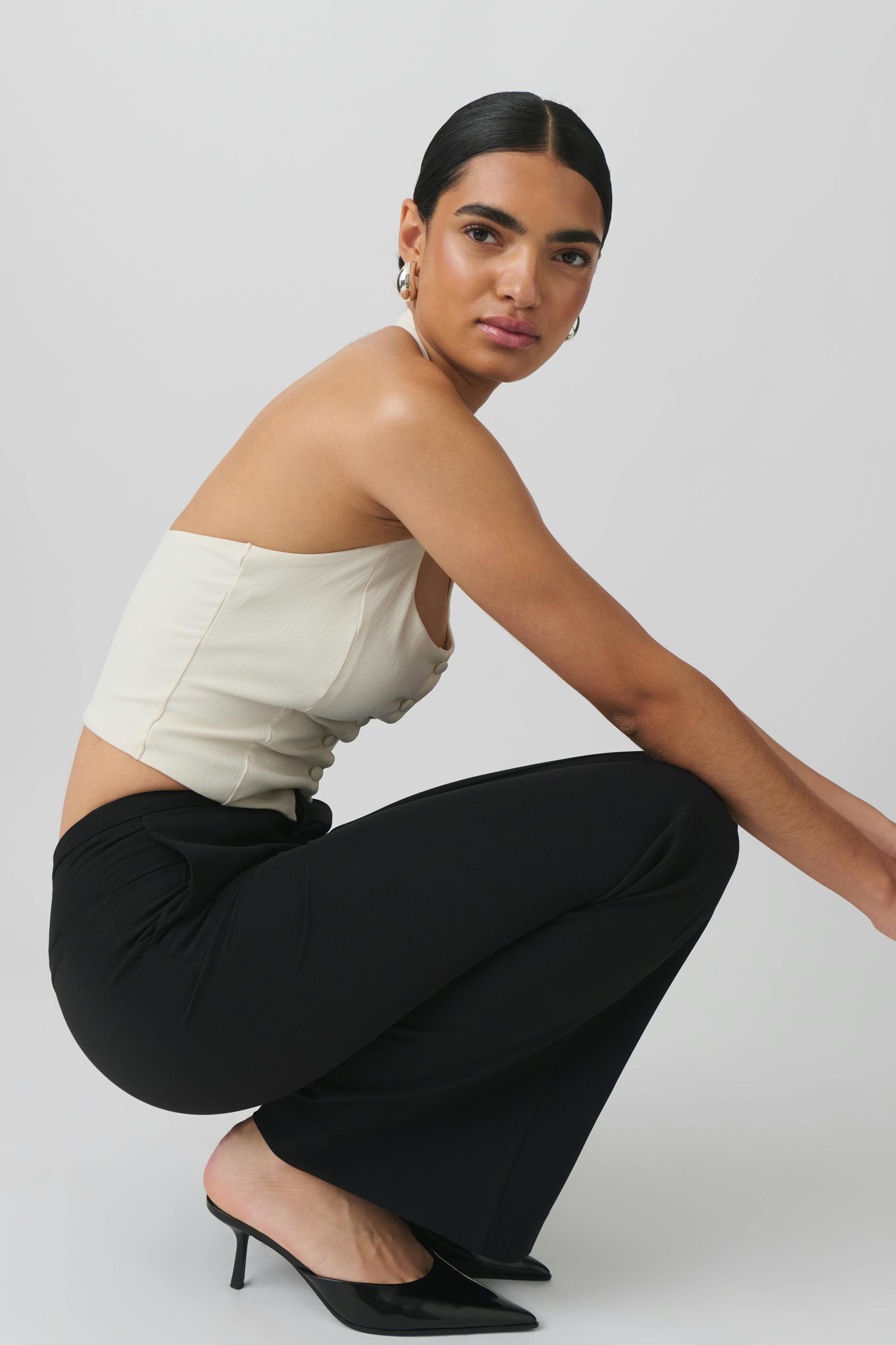 Mid waist bootcut trousers