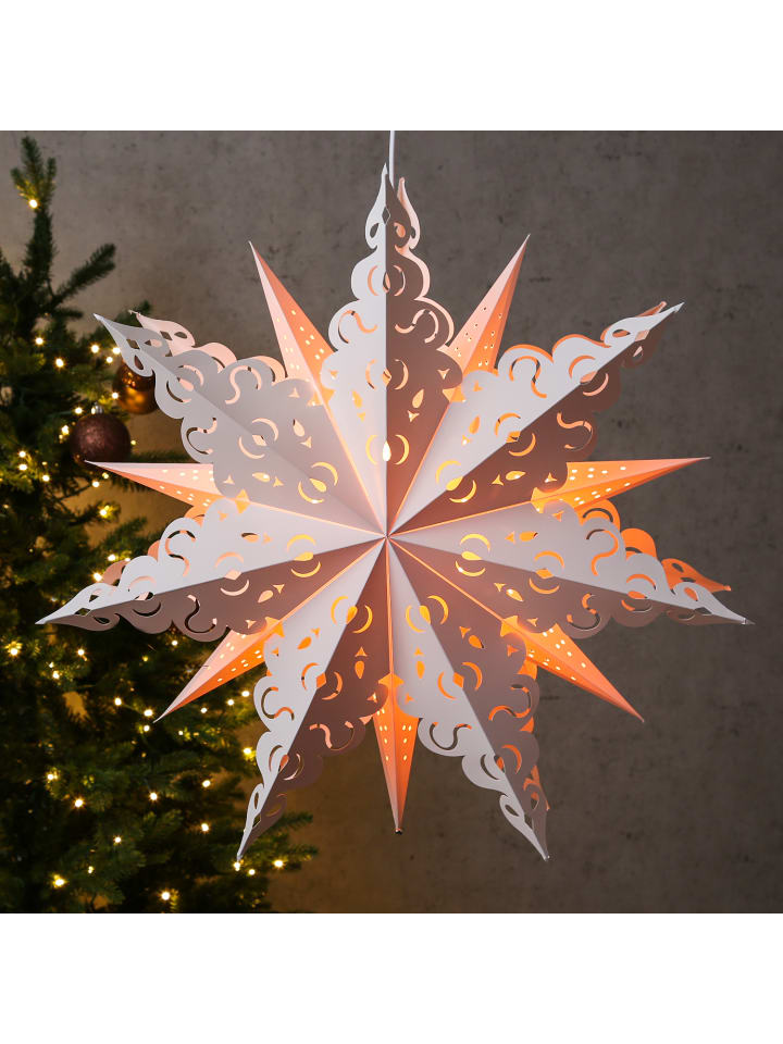 MARELIDA Papierstern Crystal Leuchtstern inkl. Kabel D: 62cm in weiß günstig kaufen onesize