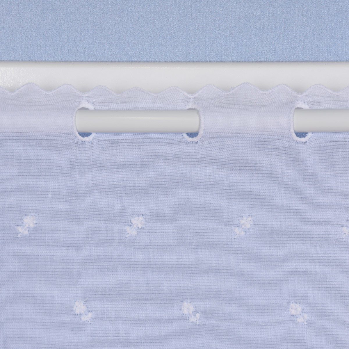 Meterware Stickerei-Panneaux Scheibengardine Batistoptik Rosen weiß 47cm, SCHÖNER LEBEN., Batist, bestickt
