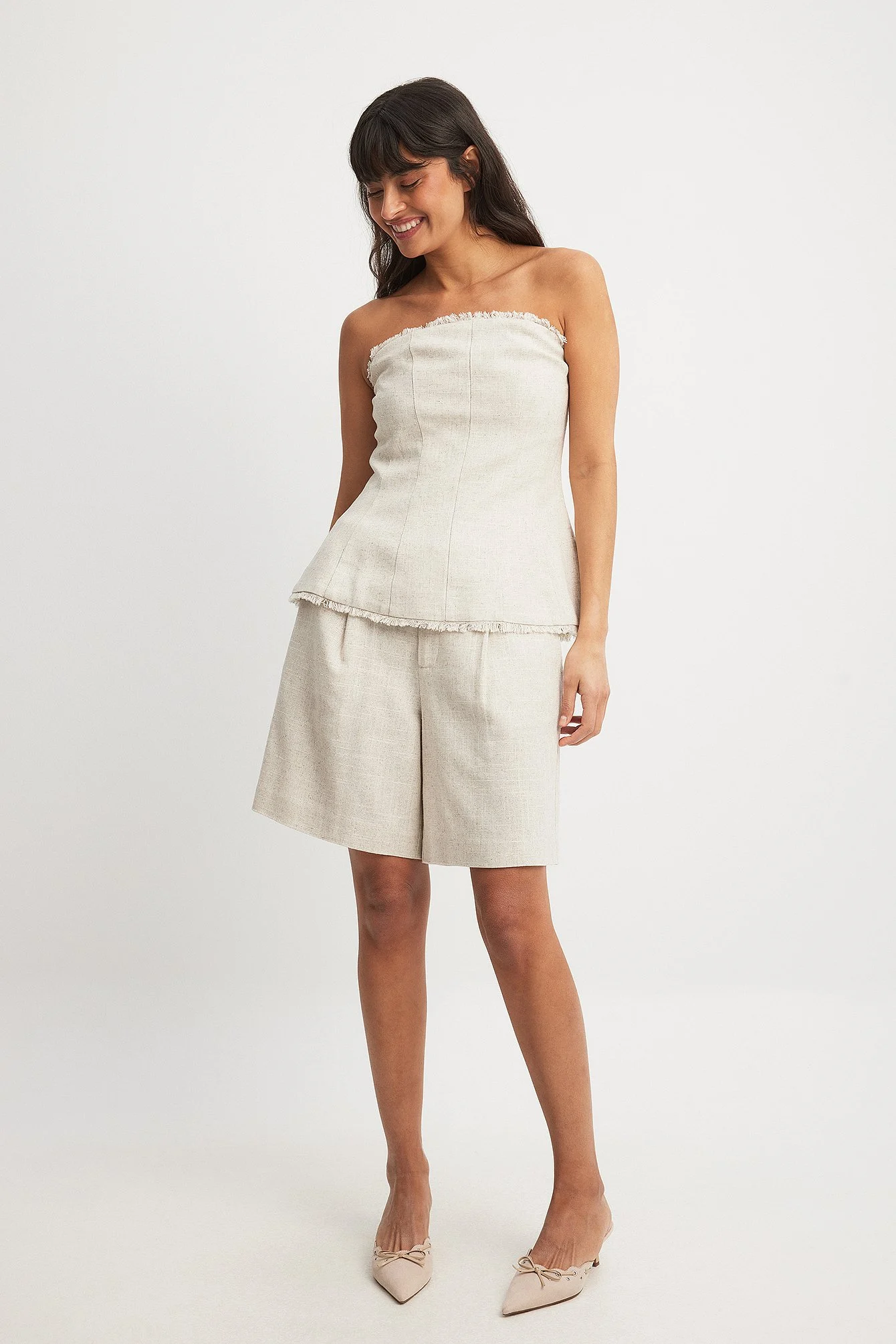 Bandeau-Top aus Leinen-Mix