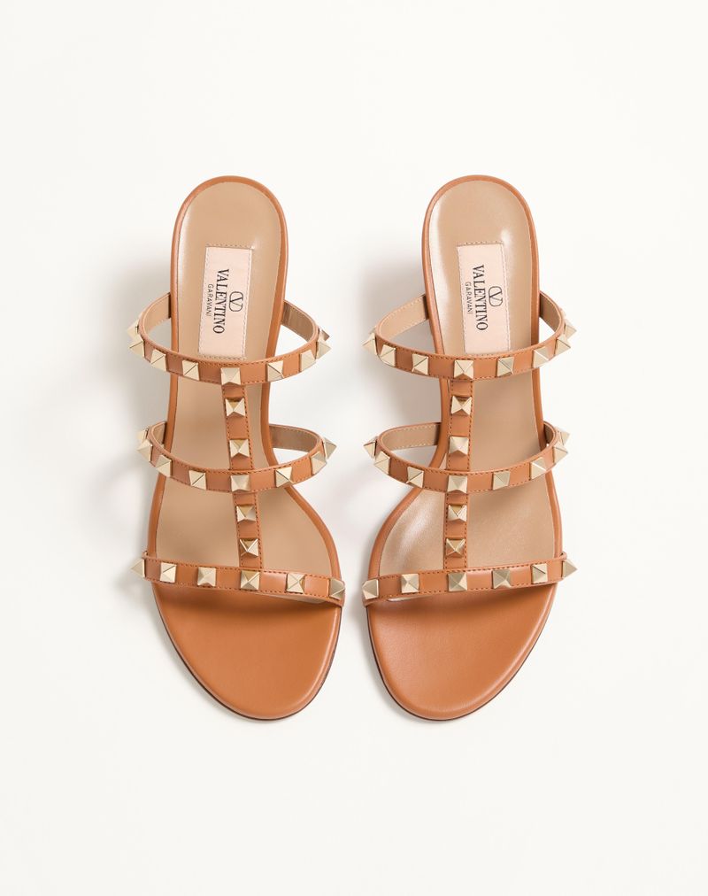 Rockstud Calfskin Slider Sandal 60mm