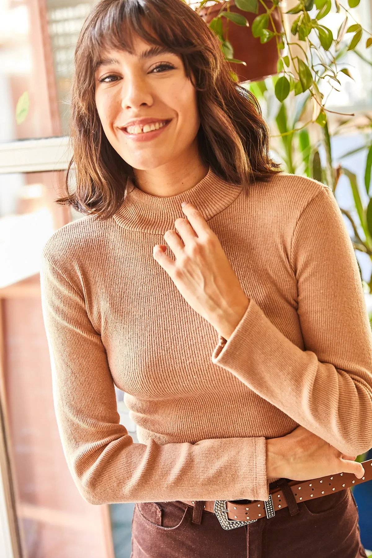 Olalook  Pullover - Beige - Figurbetont