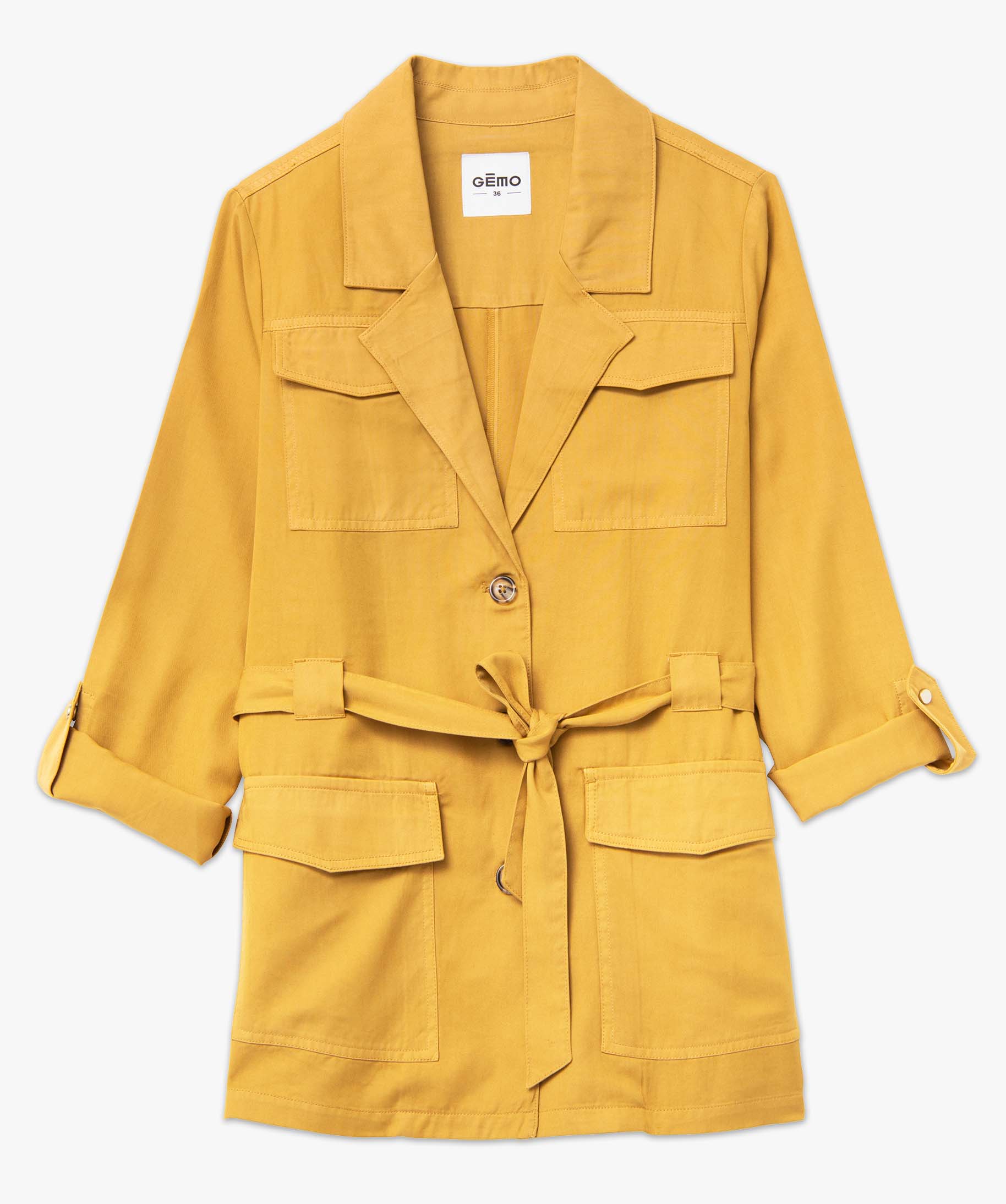Veste femme coupe saharienne en Lyocell jaune | GEMO