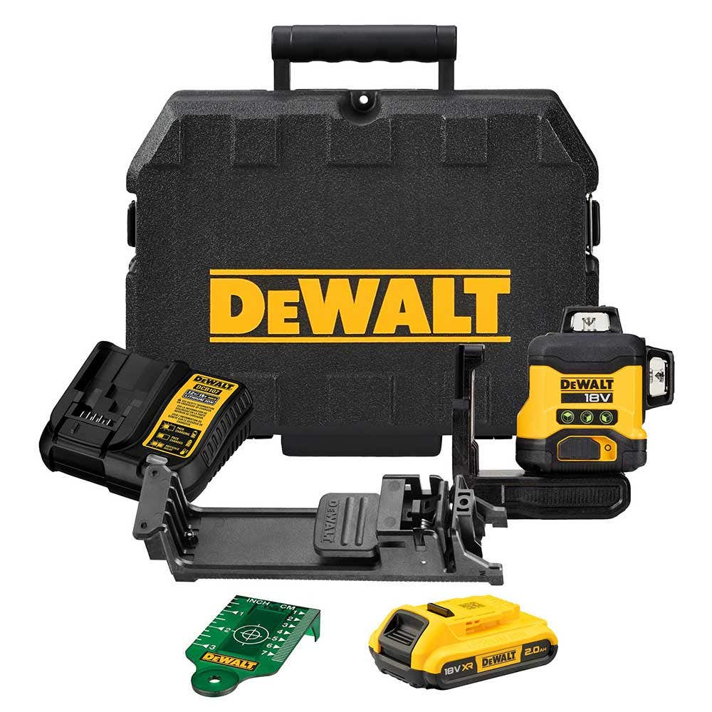 Kit de laser multilinhas DEWALT 18V XR Compact 3 x 360 graus, verde DCLE34031D1-XE