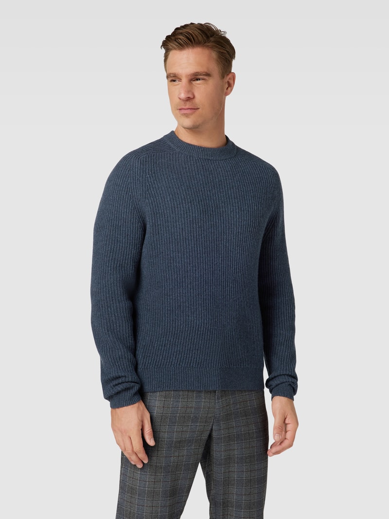 Strickpullover mit Rundhalsausschnitt in rauchblau