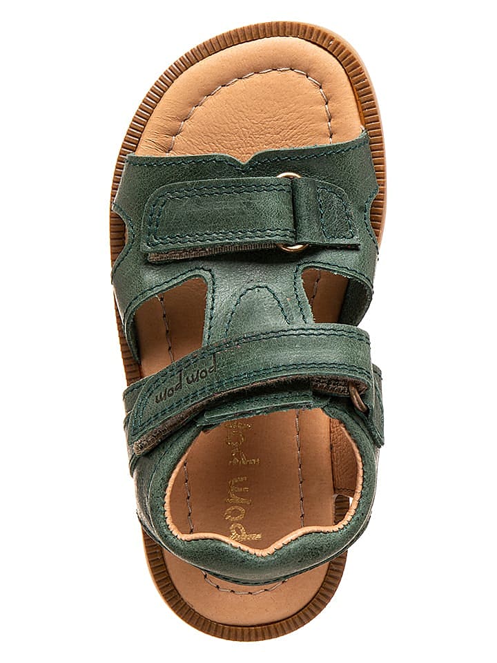 POM POM Leder-Sandalen in Grün günstig kaufen 25