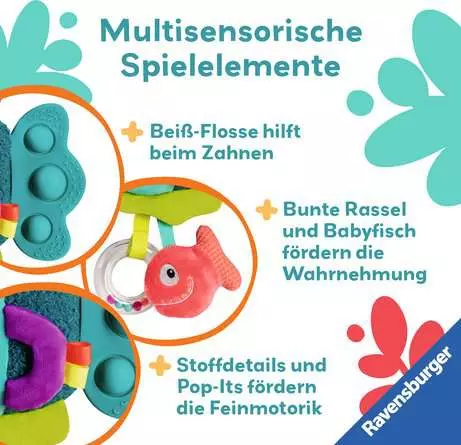 Play+ Pop-it Piranha (blau) - Babyspielzeug ab 0 Monaten
