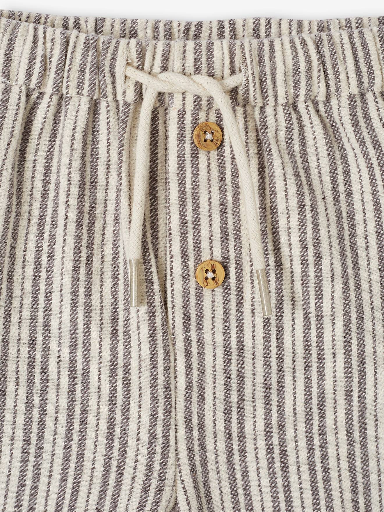 Vertbaudet Gestreifte Baby Hose mit Dehnbund - anthrazit
