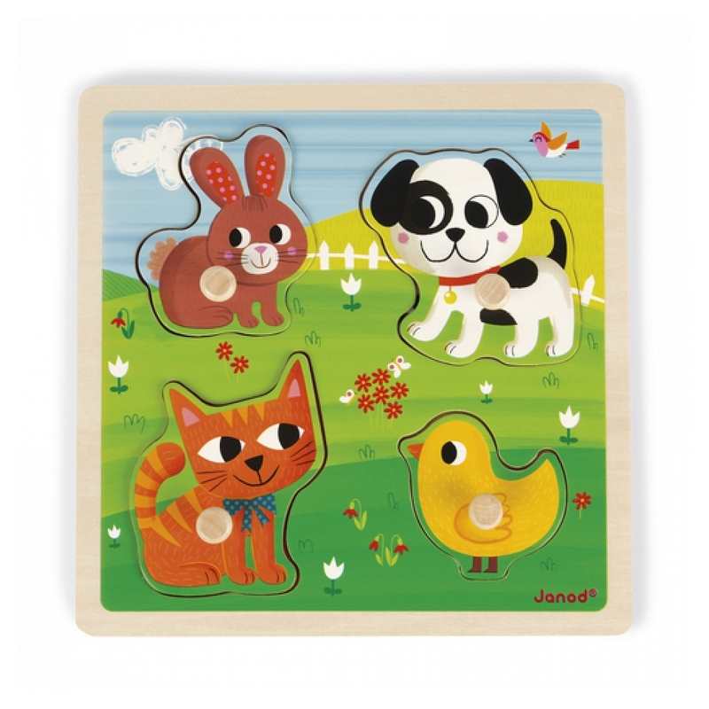 Puzzle tactile Mes premiers animaux 4 pièces