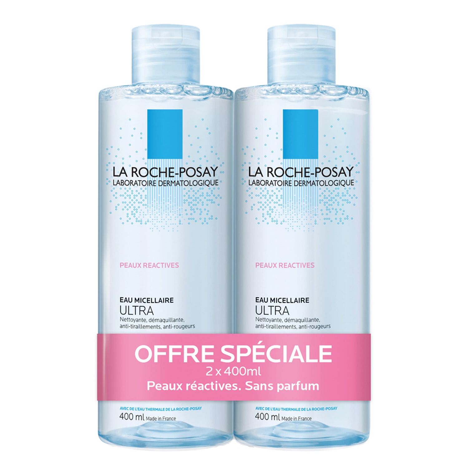 la roche-posay Eau Micellaire Ultra Nettoyante, Démaquillante, Apaisante 2x400 ml