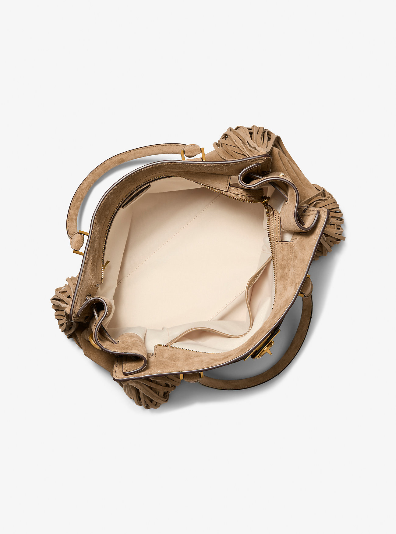 Hamilton Moderne Large Fringed Suede Satchel - HUSK