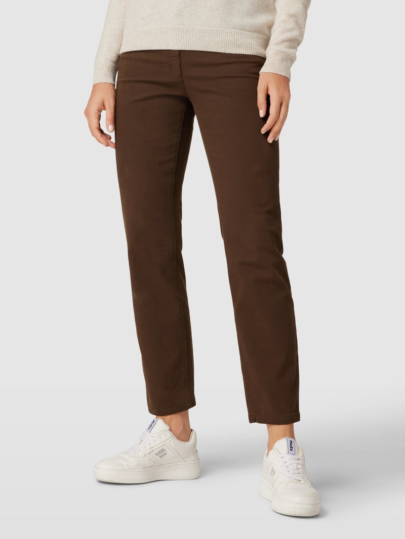 Straight Fit Jeans im 5-Pocket-Design Modell 'CORA' in dunkelbraun
