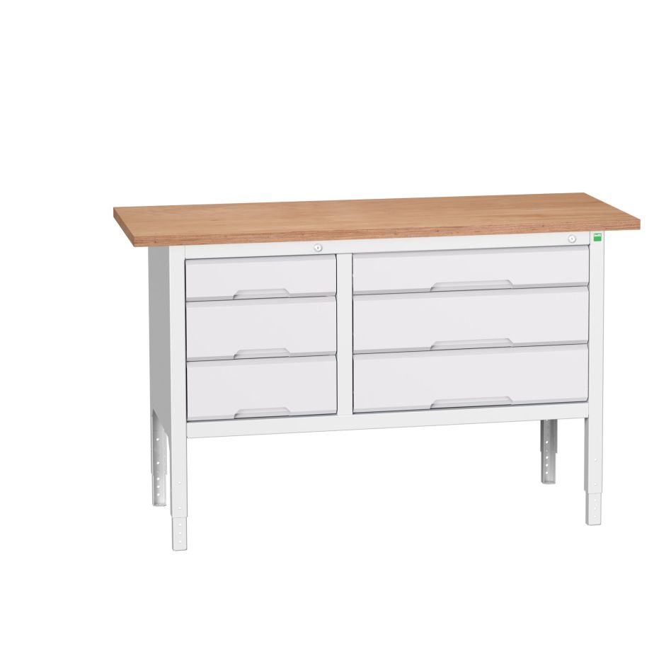 Banc de lucru reglabil Bott 16923015.16 Verso 1500x600x830-930mm 6 sertare Placaj RAL 7035