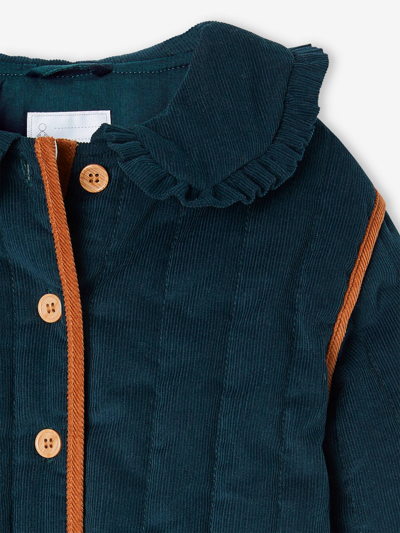 Vertbaudet Mädchen Cordjacke in gesteppter Optik - tannengrün