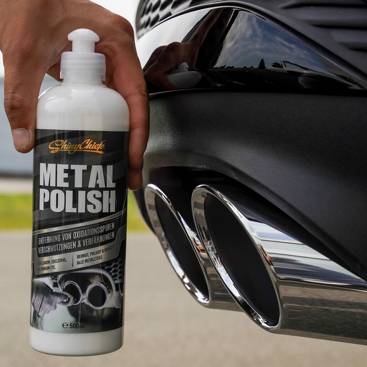 ShinyChiefs METAL POLISH - Hochglanz Autopolitur für Chrom, Edelstahl und Aluminium 500ml