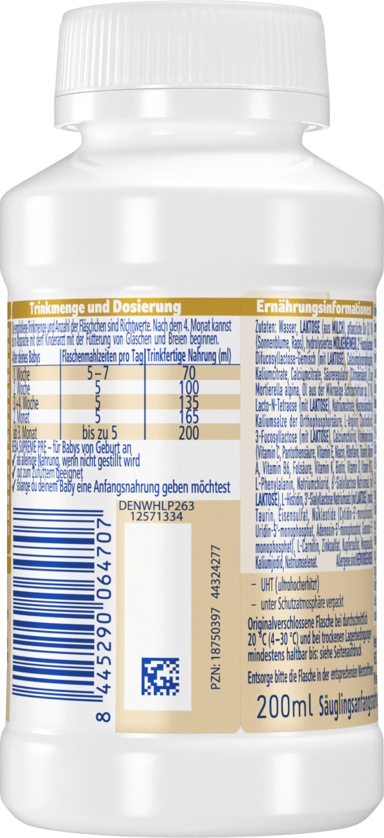 Anfangsmilch Supreme Pre trinkfertig von Geburt an, 200 ml