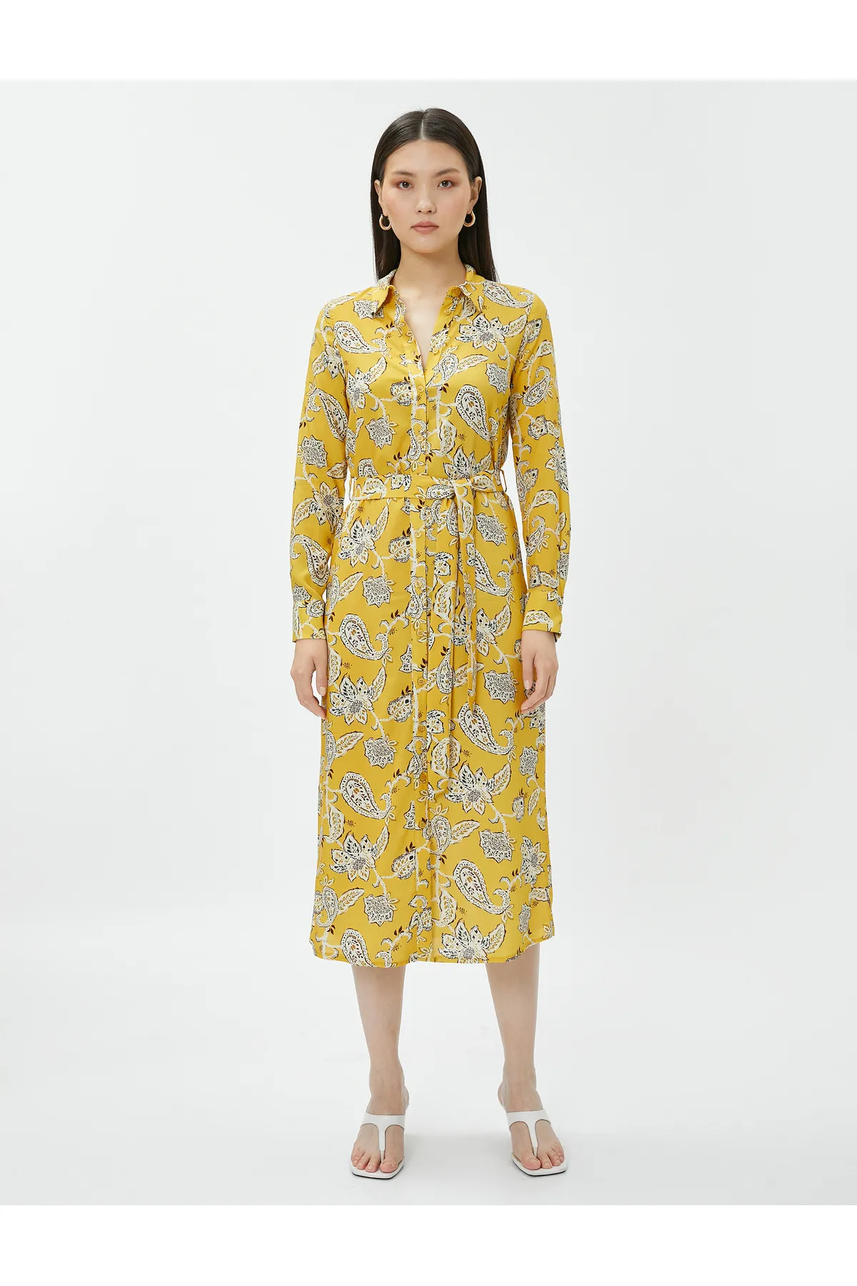 Koton  Hemdkleid in Midi-Länge mit Gürtel