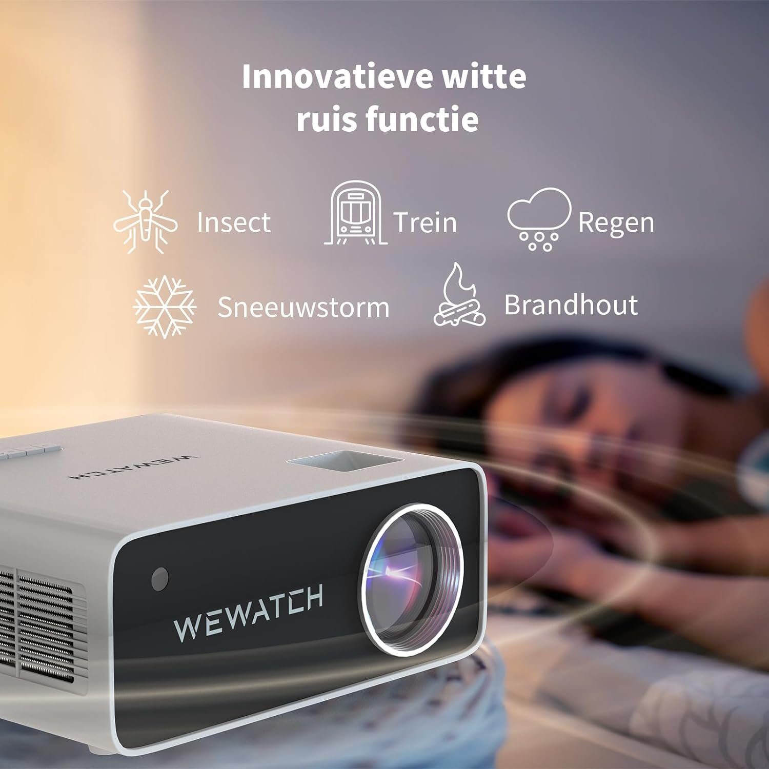 WEWATCH Portabler Projektor (20000:1, 3840 x 2160 px, Beamer 5G WiFi Bluetooth, Full HD 1080P, 4K Heimkino 19000L Fire Stick)