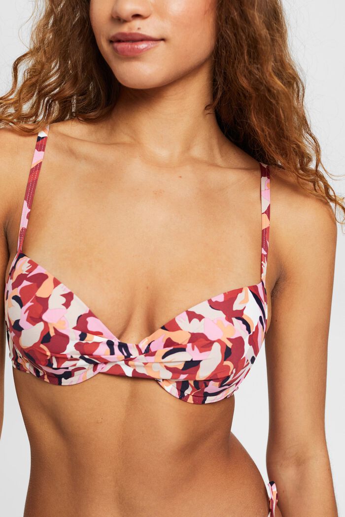 Wattiertes Bügel-Bikinitop mit Blümchenprint