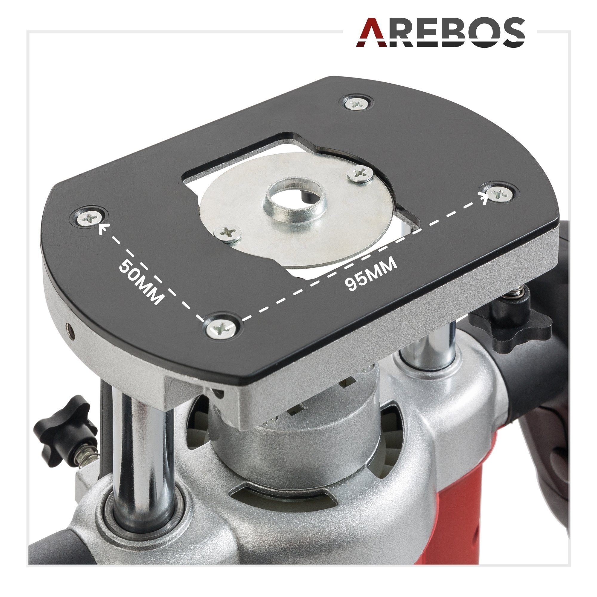 Arebos Oberfräse mit Koffer, 1200 W, inkl. Zubehör + Fräser Set 12-teilig, (Set, Oberfräse)