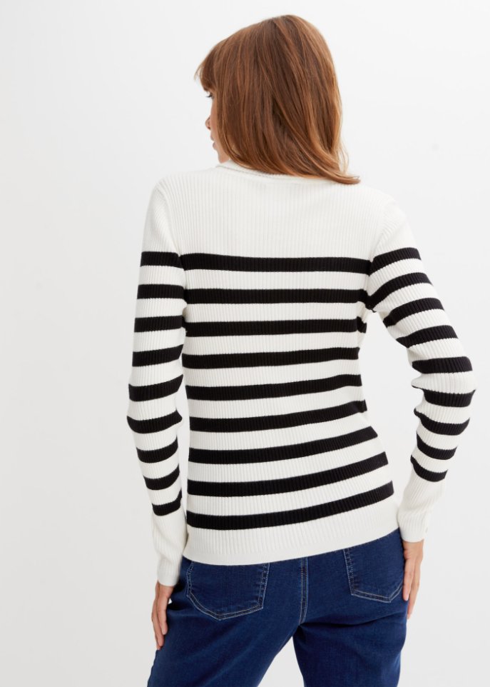 Gestreifter Rollkragenpullover