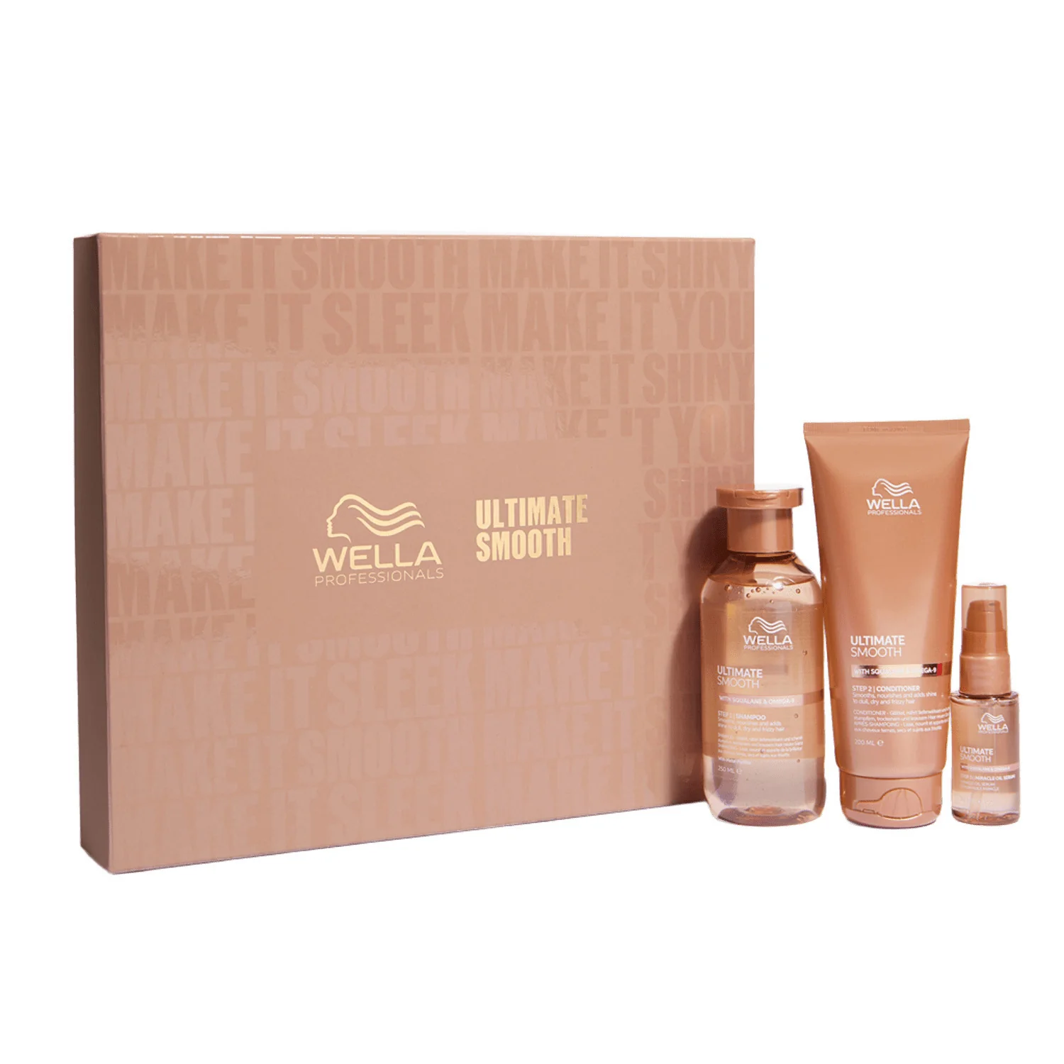 Set de regalo navideño Ultimate Smooth - Champú, acondicionador y sérum de aceite milagroso - Sets de regalo para el cabello, champú antiencrespamiento
