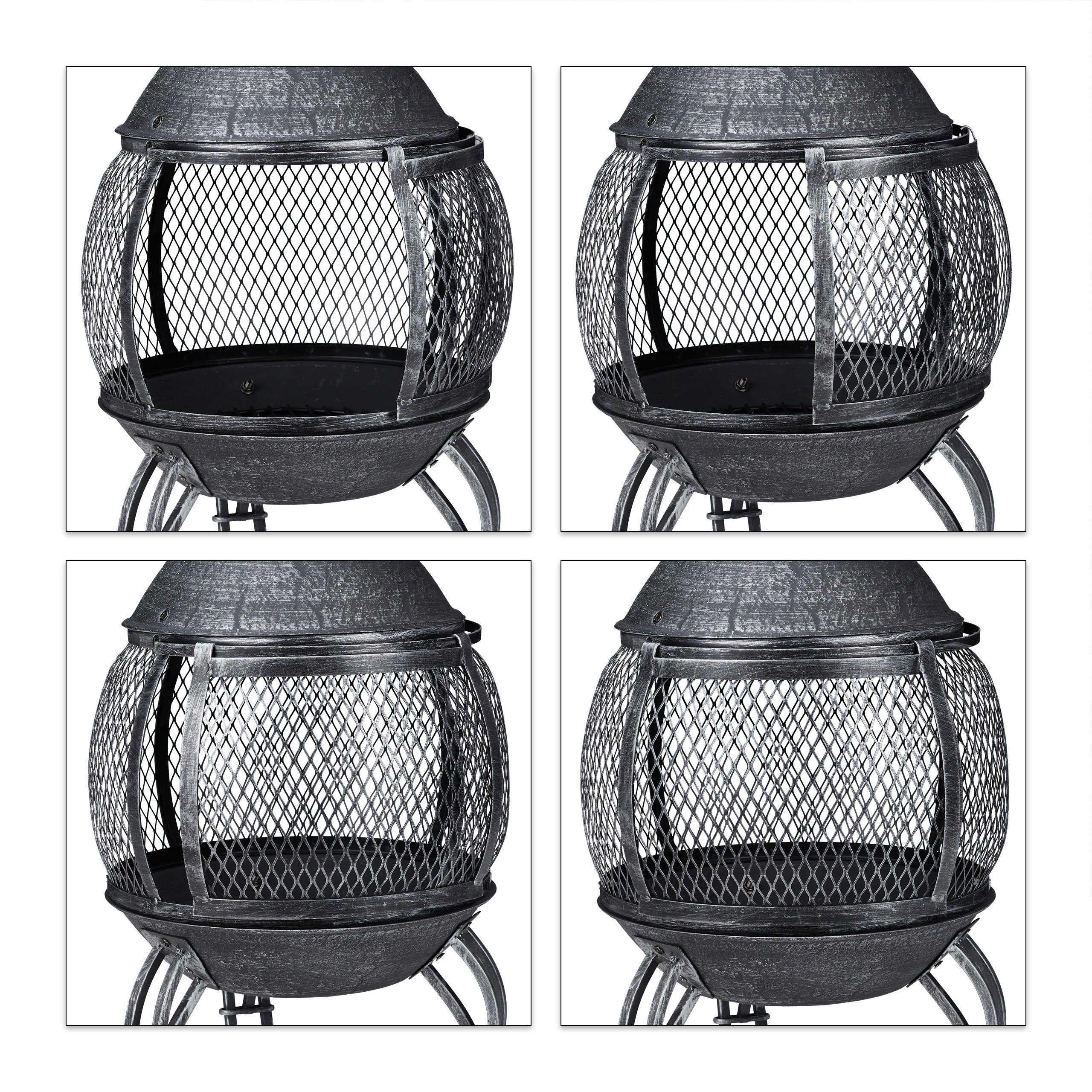 relaxdays Feuerschale Aztekenofen für Garten grau