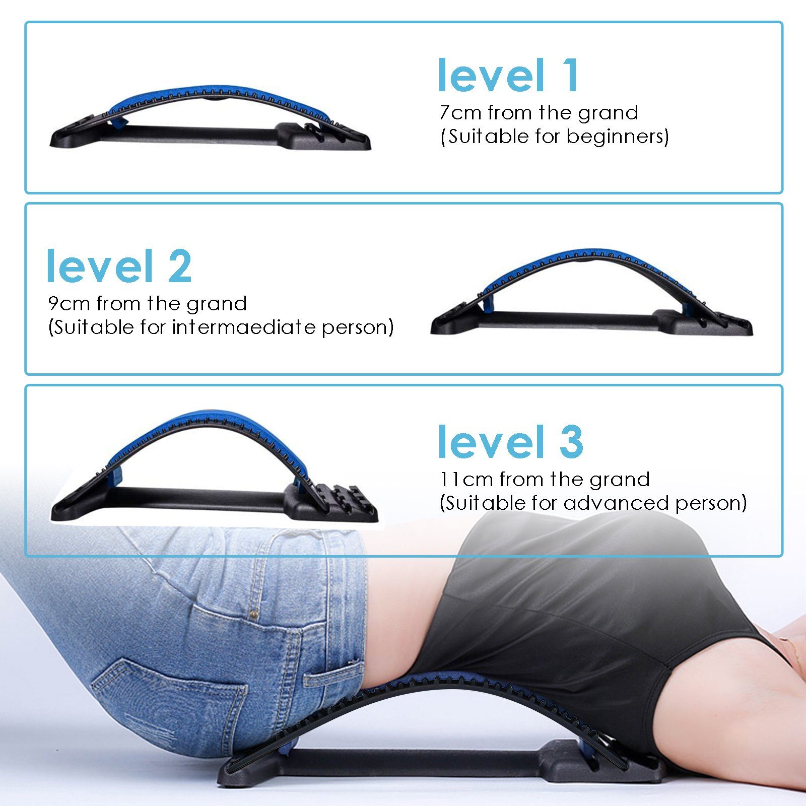 Gimisgu Rückentrainer Rückenstrecker Massagegerät Rückenmassage Rückentrainer Lordosenstütze, (1-tlg), Einstellbar/Bogenstützende Design