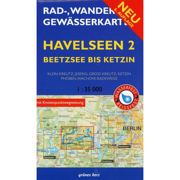 Rad-, Wander- und Gewässerkarte Havelseen 2: Beetzsee bis Ketzin - Fahrradkarte