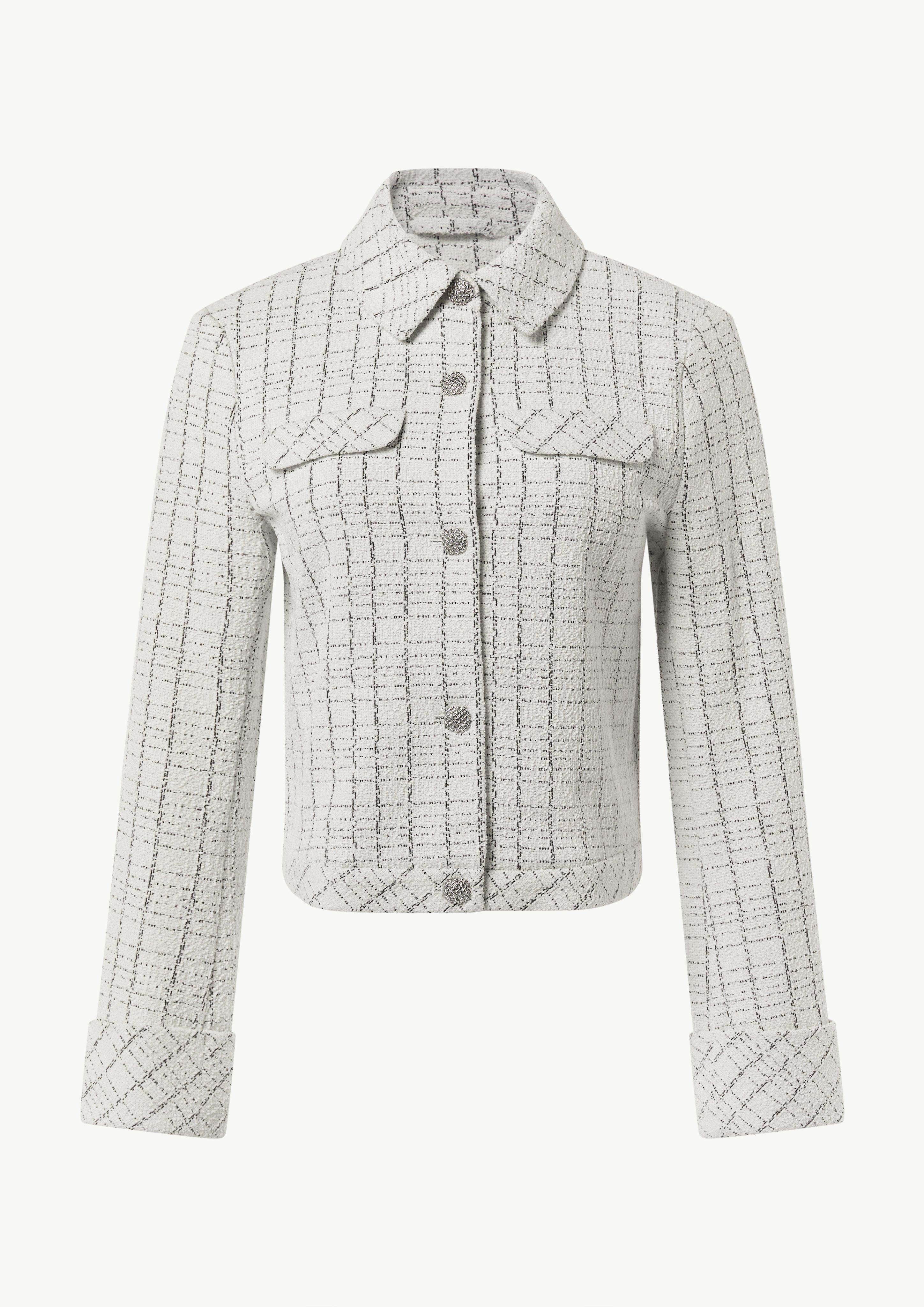 Bouclé-Jerseyjacke mit Metallic-Garn - hellgrau